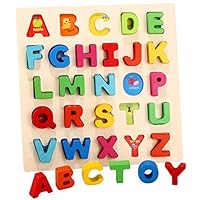 Humerry Kids Wooden Alphabet Puzzle Chunky Letters ABC Puzzles Board Montessori Toys for Boys and Girls