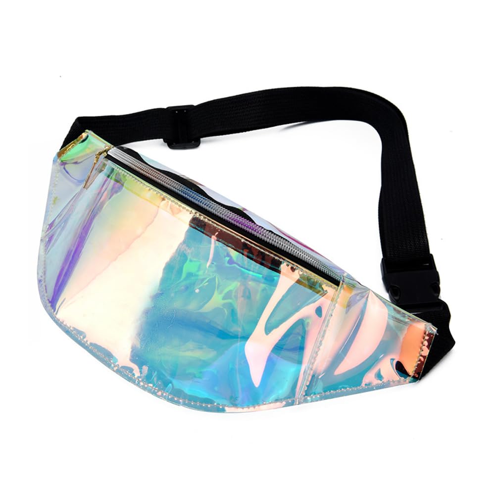 ShanBye Waist Pack, Fanny Pack for Women, Vintage Travel Pouch, Holographic, Waterproof, Adjustable Belt, Large Capacity, Party Running Hiking
