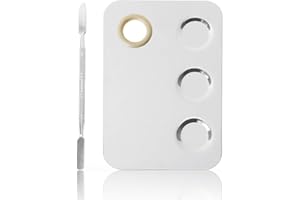 KissDate Makeup Mixing Palette, 6x4inch Stainless Steel Makeup Palette 3-well Nail-art Cosmetic Artist Mixing Palette with Makeup Spatula, Stocking Stuffers Christmas Gifts for Women