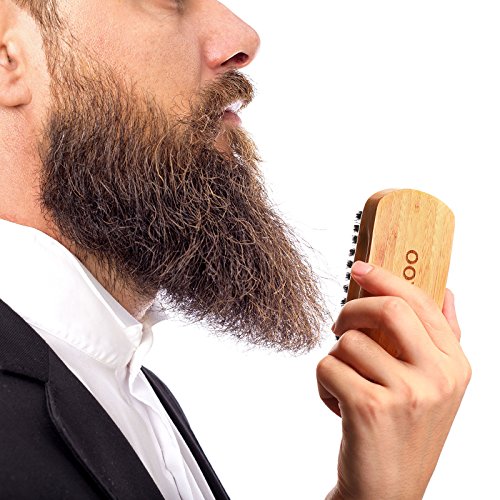 image for VEEYOO Beard Brush for Men Wild Boar Bristles Beards Mustache Brush wi