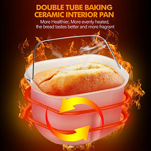 KBS 17in1 Bread MakerDual Heaters, 710W Bread Machine Stainless Steel with GlutenFree, Dough