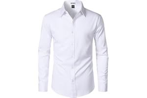 ZEROYAA Men's Wrinkle Free Long Sleeve Dress Shirt Business Casual Modern Slim Fit Button Down Shirts for Wedding and Office