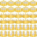 SIQUK 27 Pieces Paper Crowns Golden Birthday Crown
