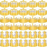 SIQUK 27 Pieces Paper Crowns Golden Birthday Crown