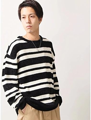 Amazon ウィゴー メンズ Wego Wego ベロアモールボーダーニット ブラック系ボーダー M Tシャツ カットソー 通販