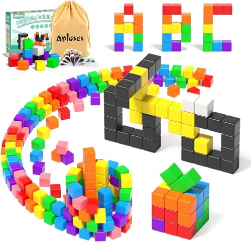 54-Teiliges Magnetische Bausteine, Magnetische Bauklötze für Kleinkinder ab 3 Jahren, Montessori-Spielzeug, Magnetwürfel, Magneten für Kinder im Alter von 3-5 Jahren, Jungen und Mädchen