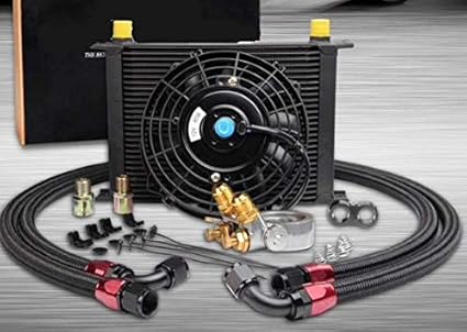 Oil cooler Radiador de Aceite 30 rayas con Ventola .: Amazon.es ...