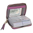 Easyoulife Credit Card Holder Wallet Womens Zipper Leather Case Purse RFID Blocking (40 Card Slots Purple - RFID Blocking)