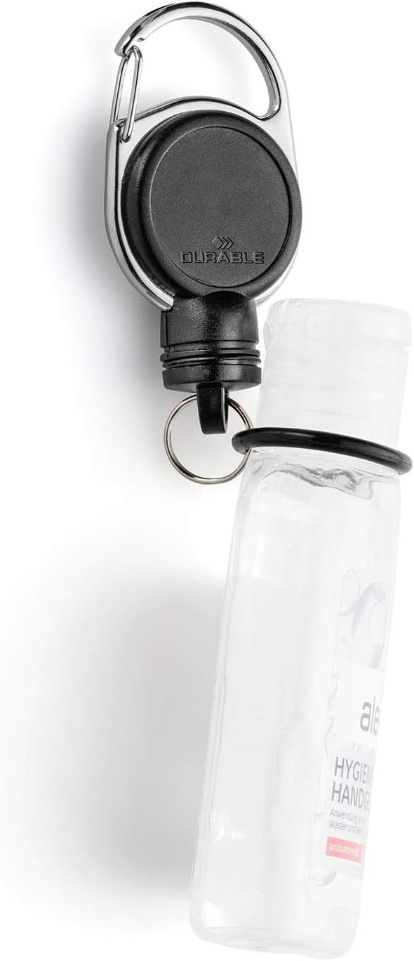 Durable 836901 Retractable Reel for Hand sanitiser, Extra Strong with Magnet, Pack of 1 Piece, Black
