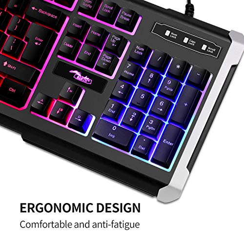 BAKTH Rainbow LED Backlit Mechanical Feeling Gaming Keyboard and Mouse