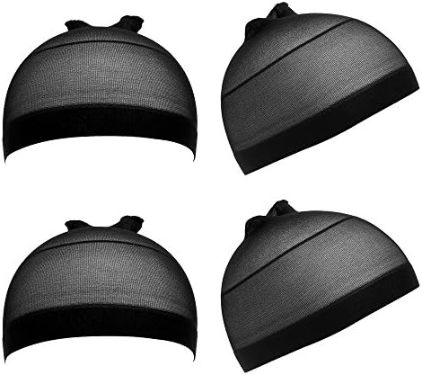 eBoot Nylon Wig Caps, 4 Pieces (Black)