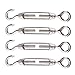 100 Pcs 1/16-inch Wire Rope Aluminum Sleeves Clip Fittings Cable Crimps, 10 pcs M2 Stainless Steel Thimble Combo, 6-Pcs Turnbuckle Tension Wire Rope With Eye&Hook (M4), Stainless Steel Kit, Aunifun