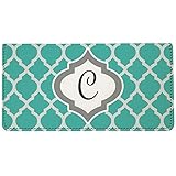 Snaptotes Teal Moroccan Design Monogram Wristlet Keyfob Keychain,Letter C