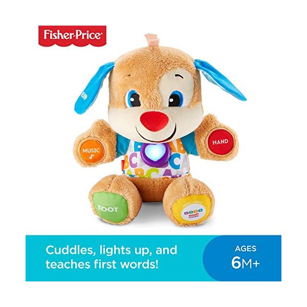 Fisher-Price Laugh & Learn Smart Stages Puppy - UK English Edition, infant plush toy with music, lights and learning…