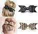 Fireboomoon 2 Pack Glitter Satin Big Bow Hair Clip, Hair Bows Boutique Barrette Bling Sparkly Glitter Sequins Accessory For Girls And Women (Gold and Black) hair bows for women,black hair bow