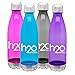 H2O Basics BPA-Free Sport Water Bottles 25 oz, Tritan Non Toxic Plastic, Reusable Flask with Stainless Steel Leak Proof Twist Off Cap & Steel Base, Cola Bottle Shape (Graphite, 25 Ounces)
