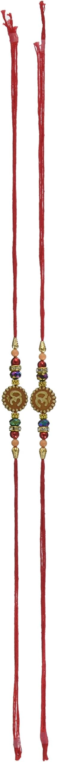 Khandekar (with device of K)PMK Rakhi for Brother, Set of 2 Om Rakhi Thread, Rakhi Rakhsa Bandhan, Rakhi Set, Yellow rakhi.Color Vary and Multi Design