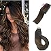 LAB·EH Hair Extensions Tape in Human Hair Ombre Dark Brown to Chestnut Brown 22 Inch 50g 20pcs Real Tape in Human Hair Extensions Real Hair Glue in Extensions Straight