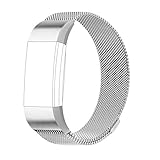 POY For Fitbit Charge 2 Bands, Milanese Loop Stainless Steel Bracelet Smart Watch Strap with Unique Magnet Lock for Fitbit Charge 2 Replacement Wristbands Large Small