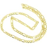 Beauniq Men's 14k Yellow Gold Lightweight Figaro 4.6mm Chain Necklace, 18"