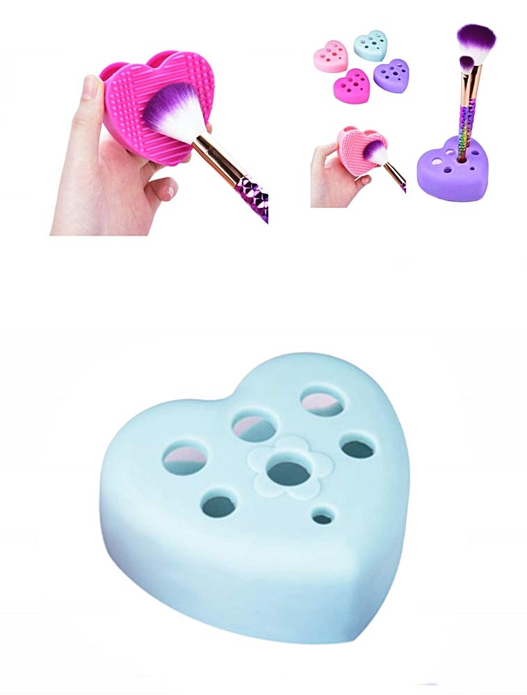 Lovelegis Brush holder - portable make-up - cleaning base - brush - 7 compartments - turquoise color - Christmas and birthday gift idea