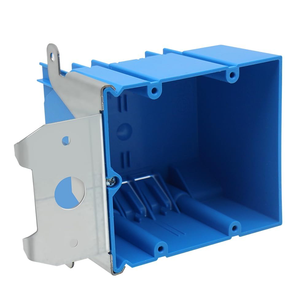 Photo 1 of XGGYA 2 Gang Electrical Box Adjustable,Blue Electrical Boxes Plastic,34 Cubic Inch Plastic Outlet Box for Flexibly Adjusted,AWG Standard(1 Pack)