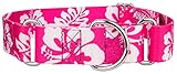 Country Brook Petz | 1 1/2 Inch Pink Hawaiian Martingale Dog Collar - Medium