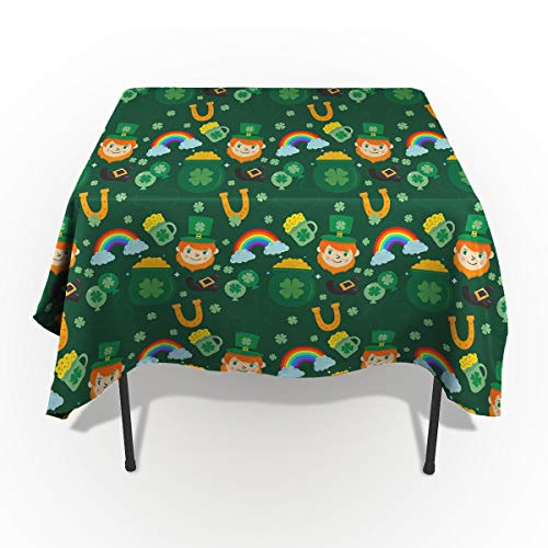 Rectangle Polyester Tablecloth, St Patrick's Day Elements Gold Coin Ballons Rainbow Tablecloths Machine Washable Table Cover Decorative Table Cloth for Kitchen Dinning Banquet Parties 60 x 162 Inch