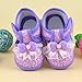 DZT1968® Baby Girl Cloth Round Dot Soft Sole Prewalker Mary Jane Shoes With Bowknot (0~3 Months, Purple)