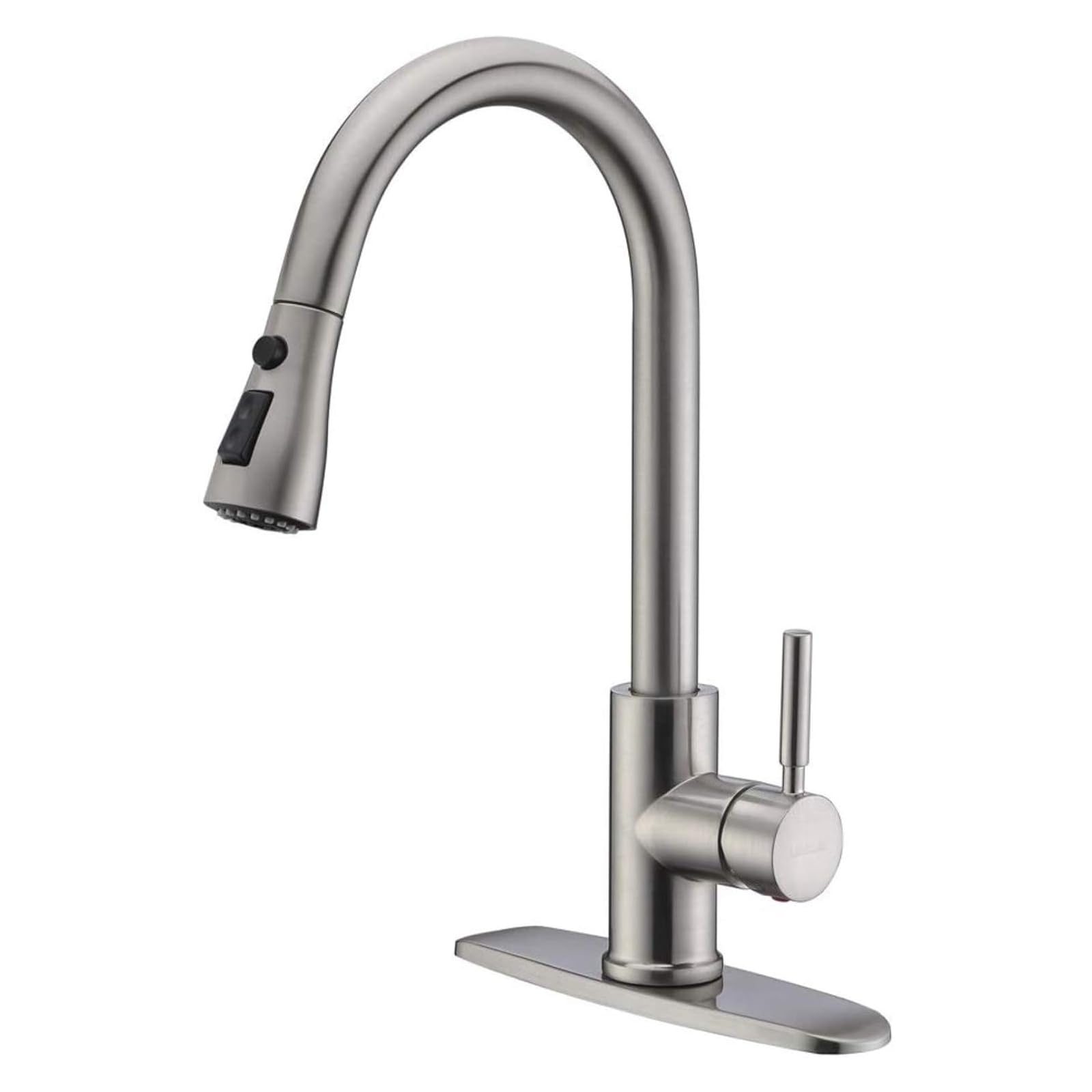 WEWE Single Handle High Arc Brushed Nickel Pull Out Kitchen Faucet,Single Level Stainless Steel Kitchen Sink Faucets with Pull Down Sprayer — image 1