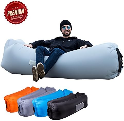 MECOSOLA Inflatable Lounger–Portable Air Lounger 3.0 for Kids & Adult, Air Bag Chair & Easy Blow Up Couch for Pool, Beach, Camping, Festival & Best Gift Idea for Holidays(Gray)
