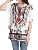 uxcell® M Beige Batwing Sleeve Detachable Belt Round Neck Women Tunic Top