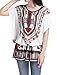 uxcell® M Beige Batwing Sleeve Detachable Belt Round Neck Women Tunic Top