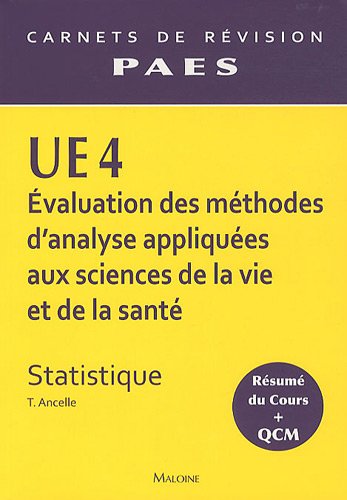 UE4 Évaluation des méthodes d'analyse appliquées aux sciences de la vie et de la santé