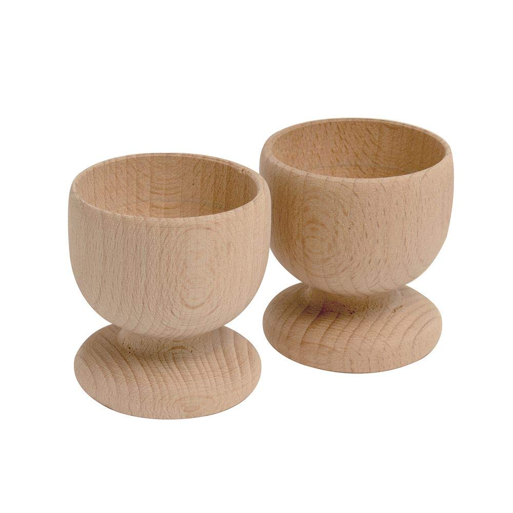 Wooden Set of 2 Egg Cups - Small Wooden Egg Cups - Woodware Kitchen Essentials