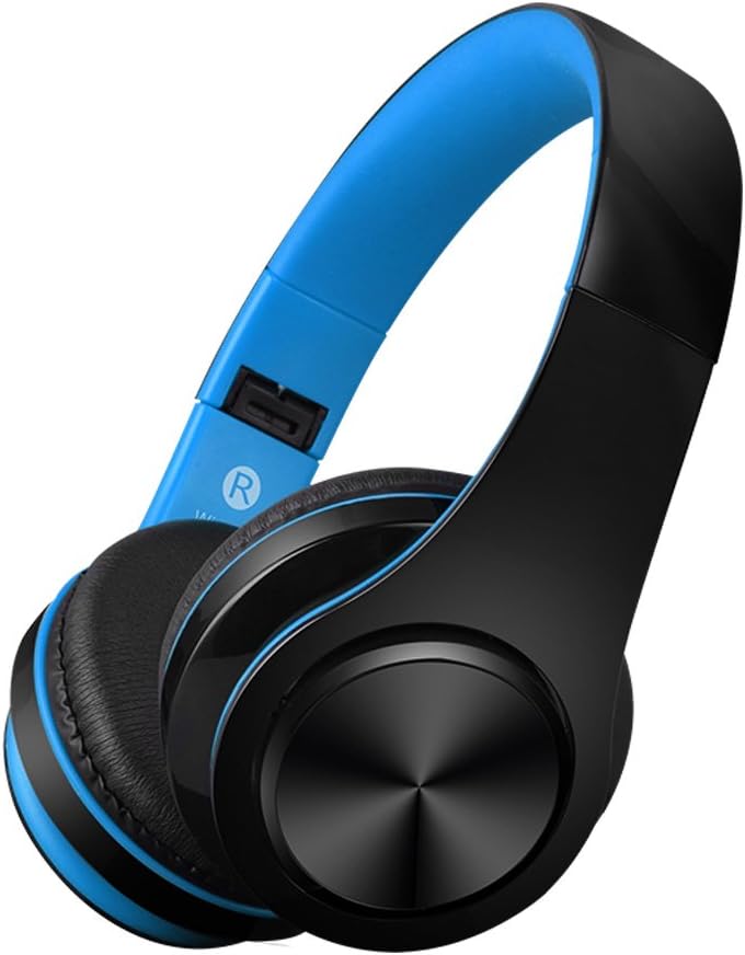 Over Ear Wireless Headphones,Qilian B3 Bluetooth 4.2 Noise Isolating Hifi Stereo Headset Wired and Wireless Dual Mode Foldable Deep Bass Music Earphones With Built-in Microphone 3.5mm Audio Jack For iPhone,Android,Ipad,Mp3,Tablet,PC(Black and Blue)