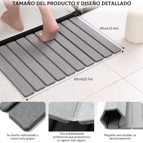 TQHVAF 2 Piezas,Tapete de Baño de Piedra de Diatomita,Tapete Ultra Absorbente de Diatomita,Tapete para Baño Antiderrapante,Secado Rápido y Fácil de Limpiar,Tapete Absorbente Aptas para Cocinas y Baños