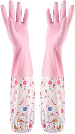 Amazon 炊事 キッチングローブ ゴム手袋 ロング 中厚手 掃除 家事用 可愛い L ピンク Zefangyu 炊事 掃除用 ゴム手袋