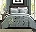 Chic Home Kaylee 3 Piece Floral Embroidered Duvet Set, King, Green