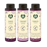 ecoLove Natural Shampoo, Conditioner and Body Wash Set (Pack of 3) with Organic Blueberry, Grape and Lavender Extract for Color Treated Hair Dry Damaged Hair and Dry Skin Vegan SLS Free (3 x 17.6 oz)