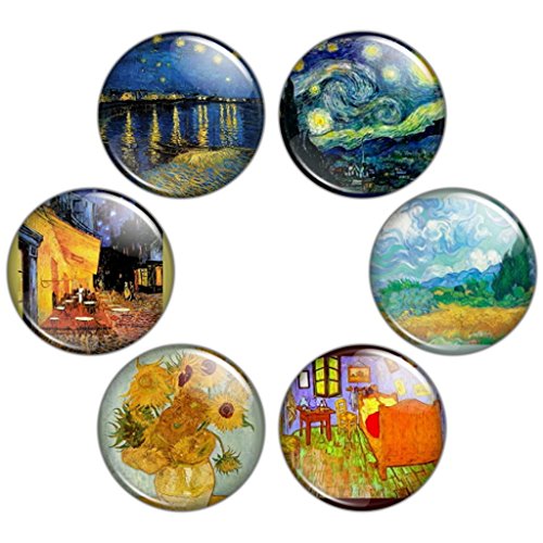 Button Bistro Men's Vincent van Gogh Painting 1.25 inch Pinback Button Set Pins