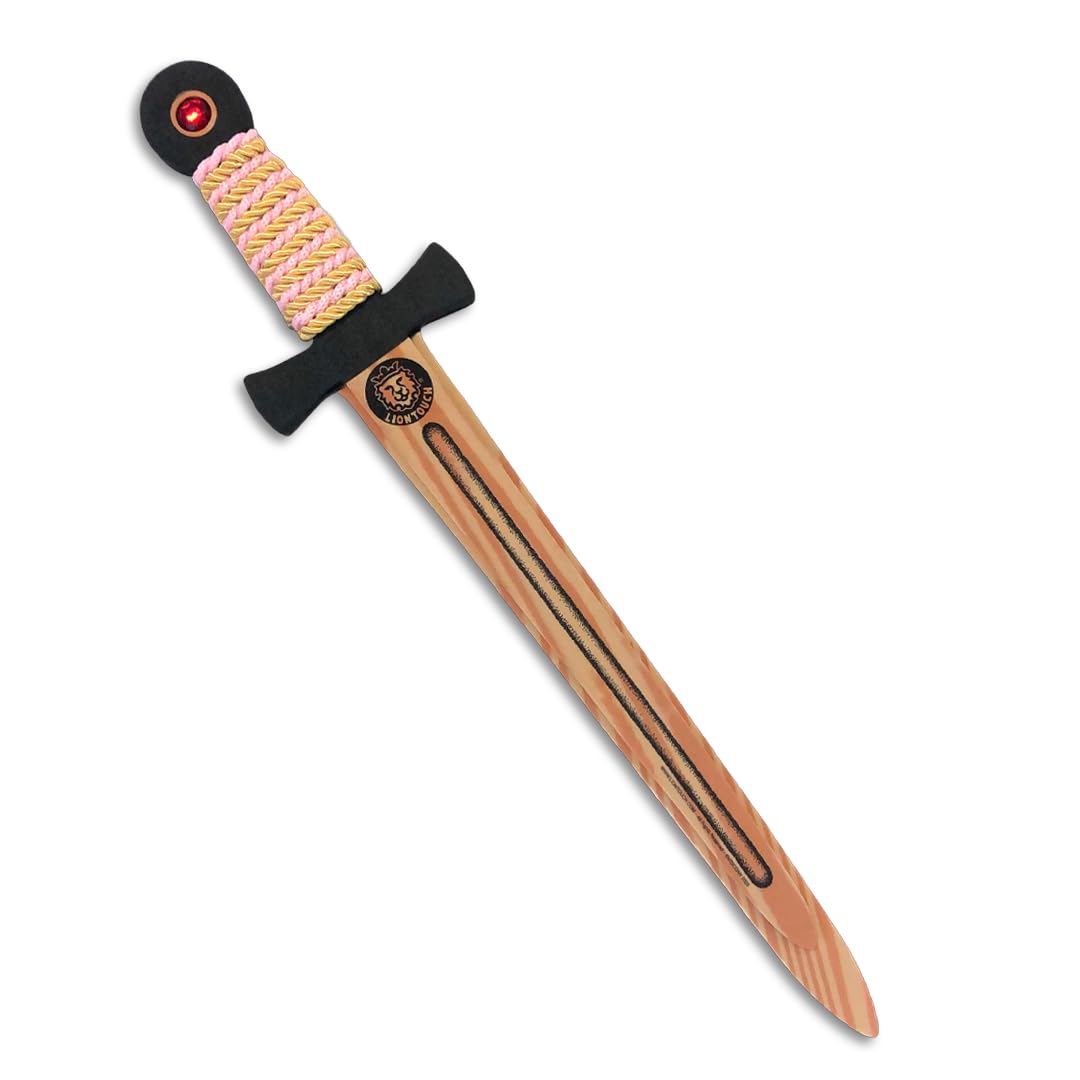 Liontouch - WoodyLion Sword, Gold & Pink - Medium Size, Age 3+ | Woodlike Foam Toy For Pretend Play In The Woods | Safe & Flexible Weapons & Battle Accessory For Dress Up & Costumes For Kids