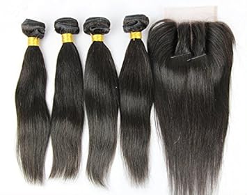 Amazon Com Dajun Hair 8a 3 Part Closure With Bundles Straight