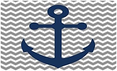 Nautical Chevron Anchor Pattern Doormat Entrance Mat Floor Mat Rug Indoor/Outdoor/Front Door/Bathroom Mats Rubber Non Slip Size 30 x 18 inches