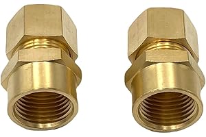 BUMUGUFU 2 Pcs 1/2" FNPT x 5/8" Tube OD Brass Pipe Fitting Adapters, 5/8 Inch OD to 1/2 Inch Female NPT Compression Fitting for Oil, Gas, and Non-potable Waters