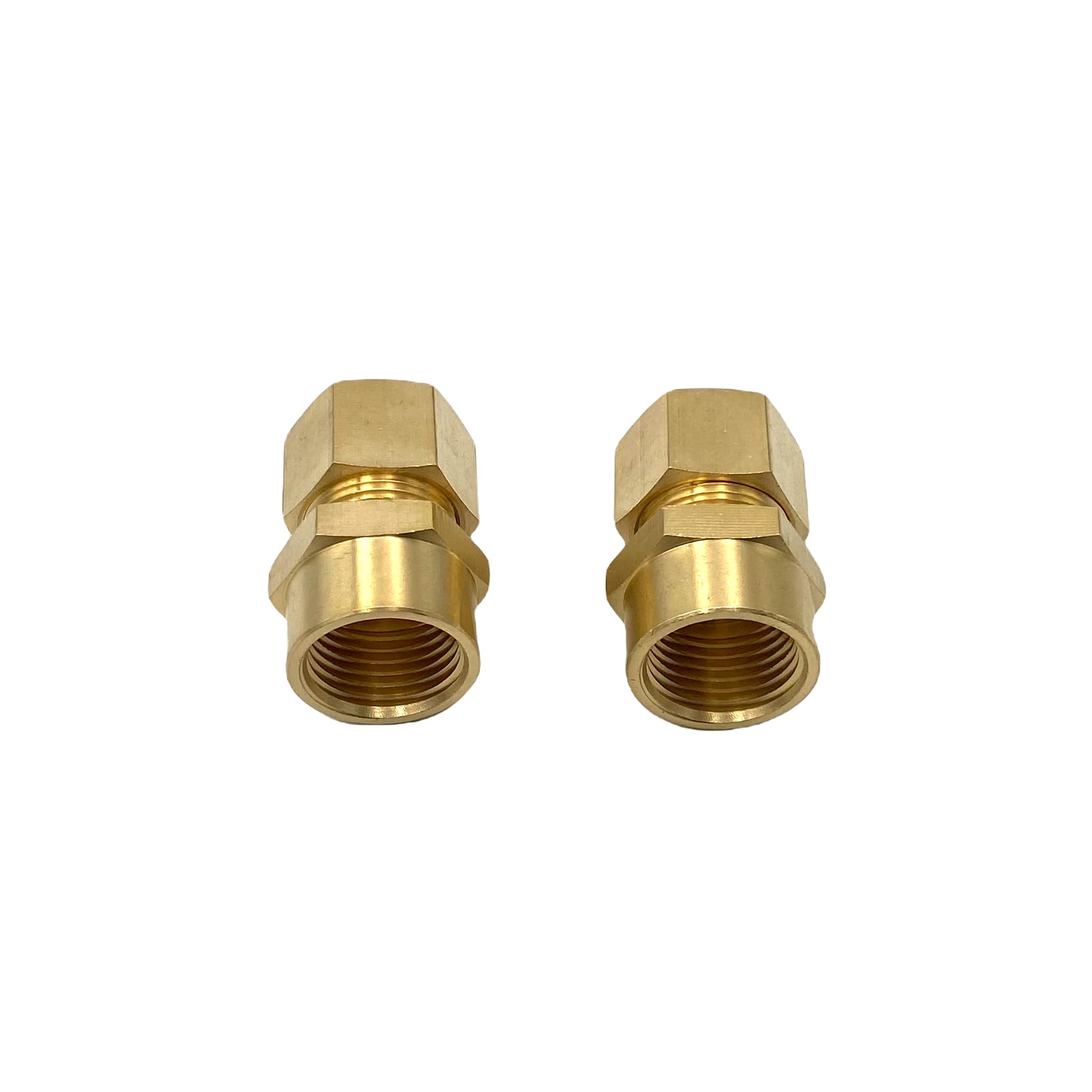 Photo 1 of 2 Pcs 1/2" FNPT x 5/8" Tube OD Brass Pipe Fitting Adapters, 5/8 Inch OD to 1/2 Inch Female NPT Compression Fitting for Oil, Gas, and Non-potable Waters