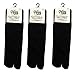 V-Toe Flip-Flop Socks - Tabi Split Toe Thicker Cotton Socks for Men & Women - Japanese Toes Separated Socks - Black Ankle - (3 Pairs Pack)
