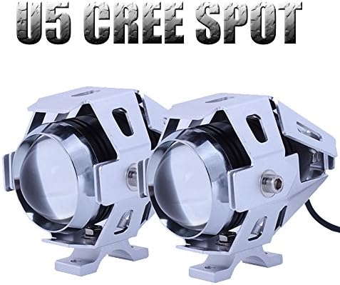 125W Motorcycle CREE U5 LED Driving Fog Head Spot Light Lamp Headlight Silver