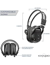 Paquete de 2 audífonos inalámbricos infrarrojos para sistema de entretenimiento, posterior, universal, de dos canales, IR reproductor de DVD, auriculares para escuchar la TV, audios o videos en el auto