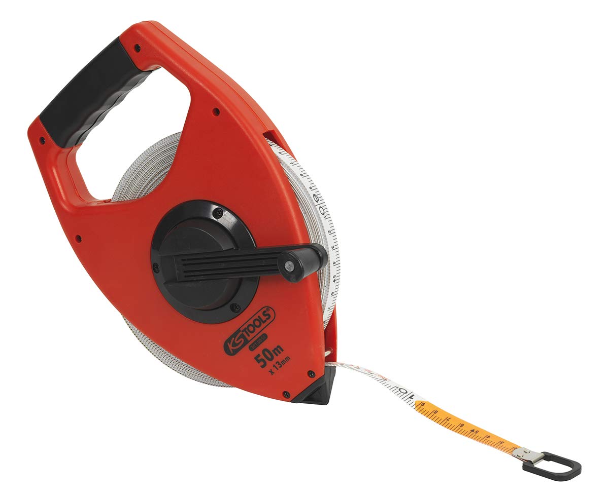KS Tools 301.0055 Rolling Tape Measure Bi-Material Fibreglass 50 m White